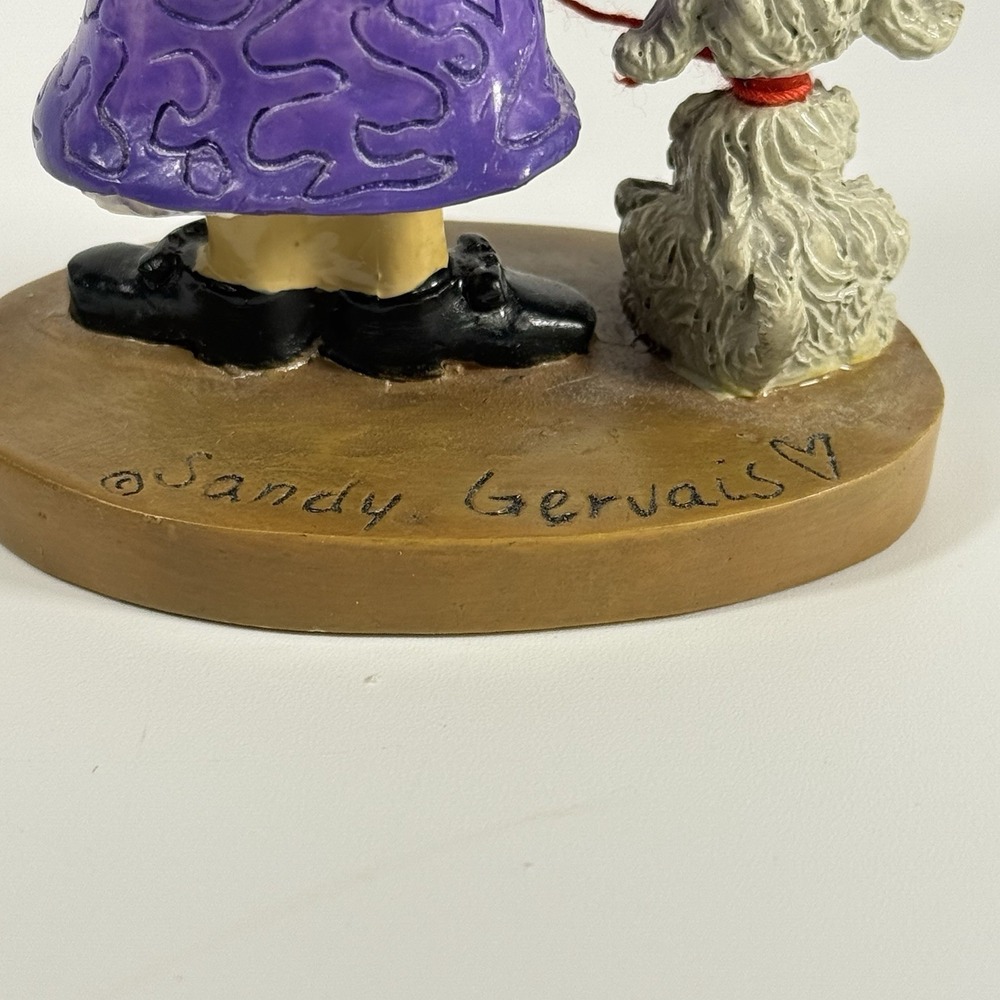 Red Hat Lady Walking Small‎ White Dog, Sandy Gervais figure 8" X 3" - Picture 11 of 16